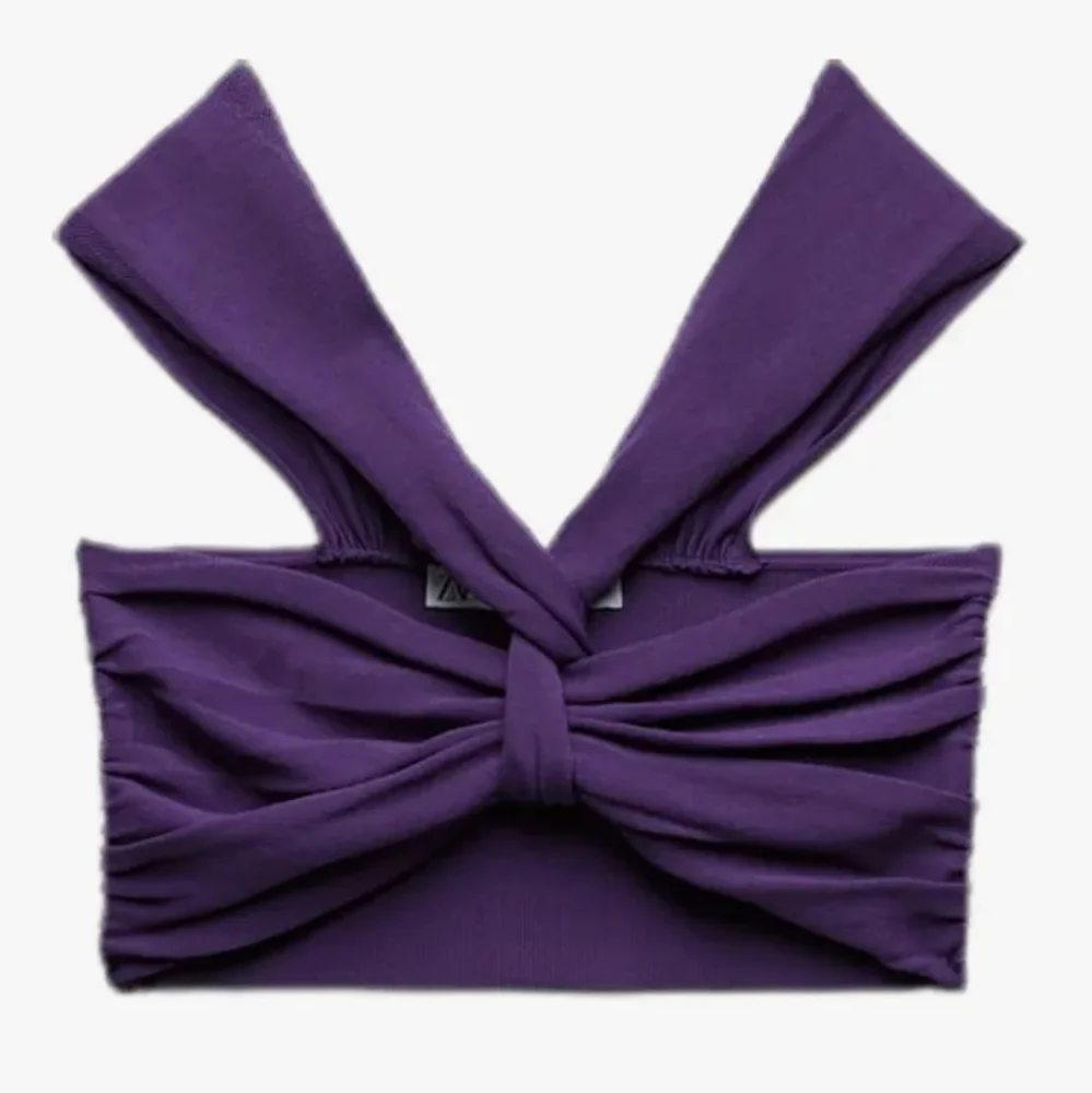 Zara Knitted Knit Halter Top Purple Medium 2488/104/611 - Picture 2 of 8